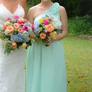 Mint Green Long One-Shoulder Dress